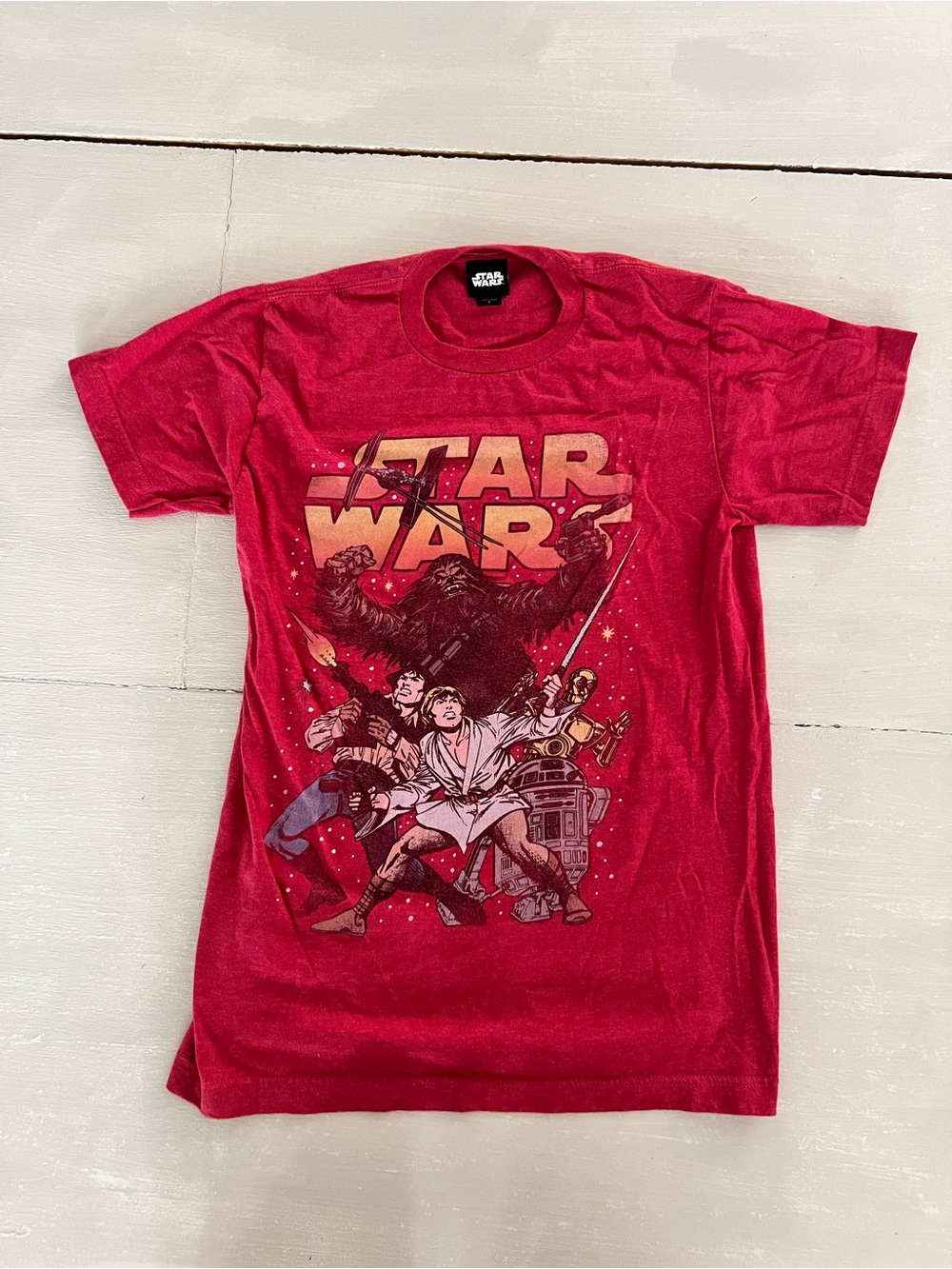 Vintage Star Wars Graphic T Shirt Adult Small Red Luke Han Chewbacca R2D2